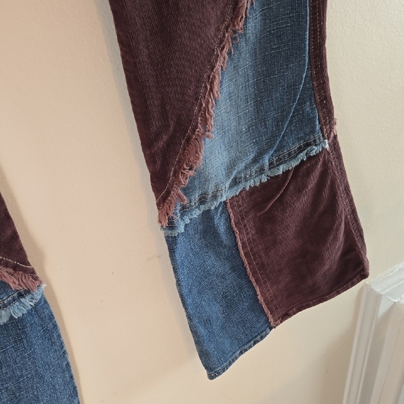Vintage Patchwork Flare Jeans - Blue and Brown. Stunning! - Picture 9 of 9